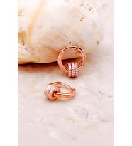 Rose 12 mm Taşlı Halka Gümüş Küpe 5266