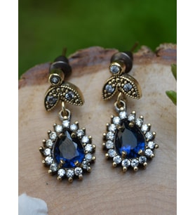 STONEAGE Safir Taşlı Damla Otantik Bayan Küpe