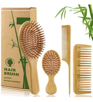 Valkyrie 4 Adet Doğal Bambu Fırça Tarak Seti %100 Bambu Orjinal Set
