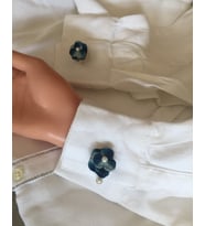 Hutmoon Mavi Çiçekli El Oyası Kol Düğmesi