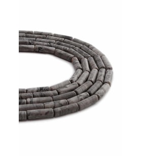 Jasper Doğal Taş Parlak Gri Silindir Kesim 4x13mm Dizi [AA]