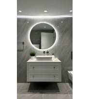 Digital Hayat  Buğu Çözücü Dokunmatik Dimlenebilir Yuvarlak Ayna  Beyaz Gün Işığı Amber Mavi Kırmızı LED Işıklı Dekoratif Banyo Makyaj  Aynası  50cm - 80cm