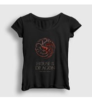 Presmono Kadın Siyah Poster Targaryen House Of The Dragon T-Shirt 344543tt
