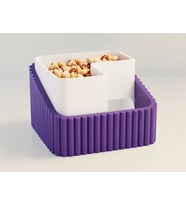 3D Baskı Fıstık Kasesi - Çift Hazneli Kabuk Ayırıcı Sunum Kasesi - Mor Beyaz