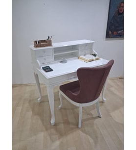 Çalışma Masa Sandalye 90659 Model Parlak Beyaz Lake Boyalı Masa Gökyüzü Sandalye