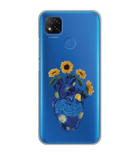 Xiaomi Redmi 9C / 10A Uyumlu Vincent Van Gogh Kalp Tasarımlı Şeffaf Telefon Kılıfı