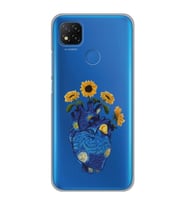Xiaomi Redmi 9C / 10A Uyumlu Vincent Van Gogh Kalp Tasarımlı Şeffaf Telefon Kılıfı