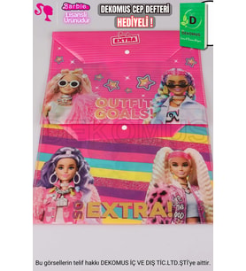 "DEKOMUS CEP DEFTERİ HEDİYELİ" LİSANSLI BARBIE 2'Lİ ÇITÇITLI DOSYA YENİ SEZON (Turkuaz)