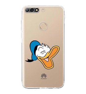 Huawei Y7 2018  Kamera korumalı Kapak Donald Duck Tasarımlı  Şeffaf Kılıf