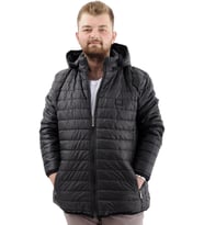 Mode XL Büyük Beden Mont Kapitone Kapşonlu 22602 Siyah