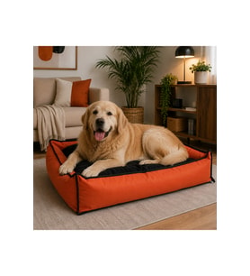 Yıkanabilir Turuncu Köpek ve Kedi Minderi ve Yatağı 90x100 cm, Büyük Irk