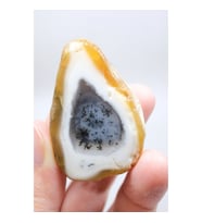 Dendritik Opal "Kış Ormanı" Dilimi - Cilalı Merlinite Portal - Mavi ve Beyaz Dendritik İçerik