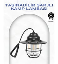 Geometrik Tasarımlı Vintage Kamp Lambası – Type-C Şarj Ayarlanabilir Parlaklık