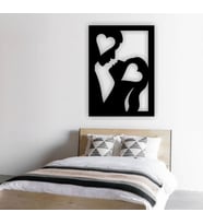 Siyah Ahşap Aşk Kalp 50cm X  70cm Tablo Duvar Dekoru 3mm Mdf Lazer Kesim