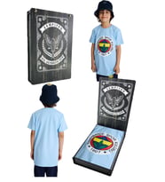 Fenerbahçe Orijinal Lisanslı Lazer Baskılı Renkli Logo Sıfır Yaka Çocuk T-Shirt (Mavi)