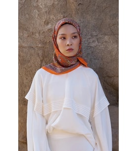 Turuncu ED Scarf Glaze Endles Desen Eşarp