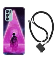 Oppo Reno 6 Kılıf Resimli Boyun Askılı İpli Desenli Silikon Series Astro Purple2 1907
