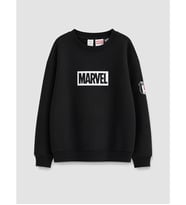 LCW Kids Siyah Marvel Beşiktaş Lisanslı Erkek Çocuk Kalın Sweatshirt
