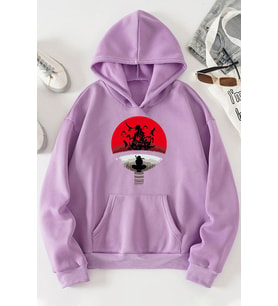 Unisex Itachi Uchiha Baskılı Sweatshirt (Lila)