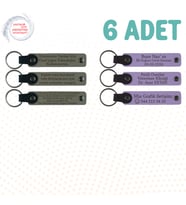 Kül Gri & M Menekşe, 6’lı Set, İsim Yazılabilen Deri Anahtarlık, Doğum Günü Partilerine Özel Sürpriz