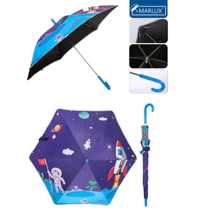 Marlux Fiber 6 Telli Dayanıklı Özel Tasarım Çocuk Şemsiyesi Türk Bayraklı Astronot Uzay Desenli MAR1099FL