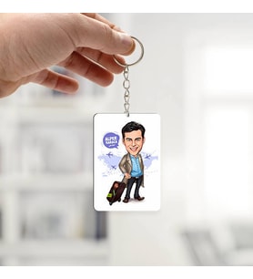Kişiye Özel Seyahat Sever Erkek Karikatürlü Anahtarlık