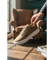 Enoch Hakiki Deri Lazer Kesim Detaylı Günlük Erkek Sneaker Comfort Taban