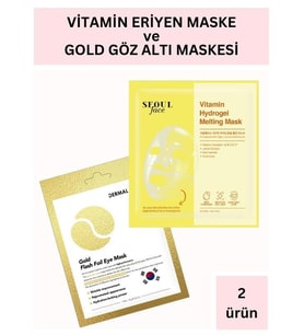 Dermal Vitamin Hydrojel Şeffaflaşan Eriyen Maske 34g ve Gold Göz Maskesi Set