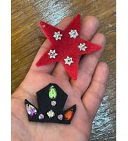 YILDIZ 6 CM TAÇ 4X3 CM KEÇE TAŞ İŞLEMELİ APLİKE ARMA DİKİŞ HOBİ AKSESUARI