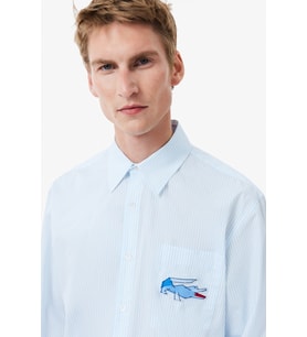 Lacoste Men's Relaxed Fit Blue Shirt Bol Kesim Erkek Gömlek Mavi