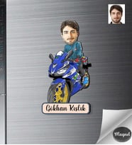 Kişiye Özel Motorcu Erkek Ahşap Magnet -1