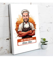 Kişiye Özel Hediye Karikatürlü En Başarılı Kadın Fırıncı Kanvas Tablo