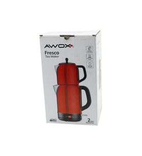 AWOX FRESCO KIRMIZI ELEKTRİKLİ ÇAY MAKİNESİ ÇAYCI SET 1.7LT SU ISITICI + 1.2LT DEMLİK PASLANMAZ ÇELİK GÖVDE 2200W (5343)