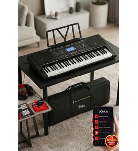 Midex PS-4500K Tuş Hassasiyetli 61 Tuşlu Org Dijital LCD Ekran USB MP3 Kulaklık Çanta Notalık Öğrenme Metodu