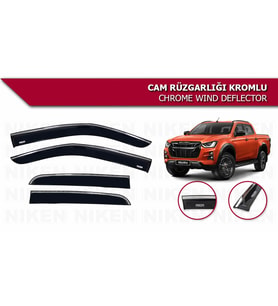 Isuzu Dmax Kromlu Cam Rüzgarlığı Niken 2021+ sonrası uyumlu (Beyaz)