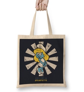Smurfette Retro Japanese Smurfs Bez Çanta Uzun Saplı