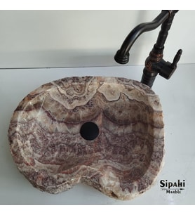 Kırmızı Onyx Şekilsiz Lavabo