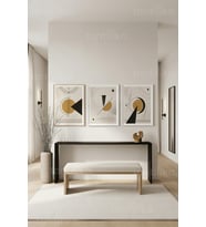 Modern Minimalist Soyut Geometrik 3’lü Ahşap Çerçeveli Tablo Seti
