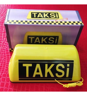 Işıklı Taksi Levhası Mıknatıslı Taksi Yazısı 12 Volt (Sarı)