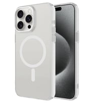 Apple iPhone 15 Pro Kılıf Magsafe Şarj Özellikli Buzlu Transparan C-Pro Sert Kapak (Renksiz)