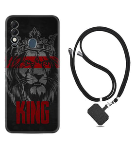 Tecno Spark 8T Kılıf Resimli Boyun Askılı İpli Desenli Silikon Series King 1894