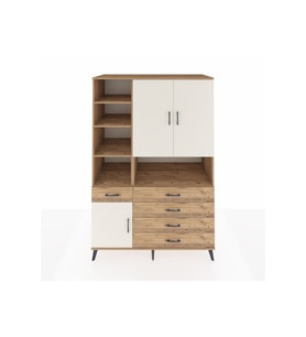 Kronos Dolap 8 Raflı 5 Çekmeceli 3 Kapaklı 132x59x195 Çam-Aytaşı/Çam