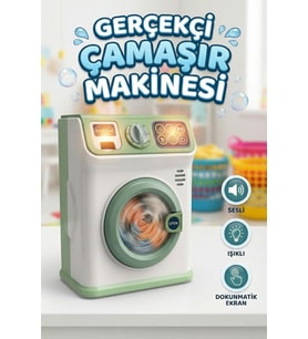 Gerçekçi Sesli Ve Işıklı Dokunmatik Ekranlı Oyuncak Çamaşır Makinesi - Evcilik Seti