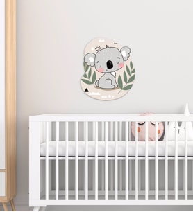 BK Gift Sevimli Koala Tasarımlı Çocuk Odası Ahşap Duvar Süsü-1 (Beyaz)