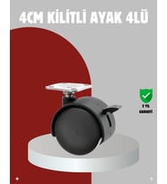 Mobilya İçin Kilitli 4 cm Tekerlek Ayak Seti