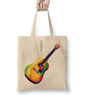 Colorful Guitar in Vector Wpap Pop Bez Çanta Uzun Saplı