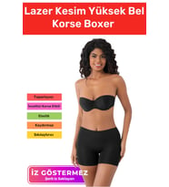Özel Seri İz Göstermeyen Toparlayıcı Sıkılaştırıcı Şekillendirici Lazer Kesim Yüksek Bel Korse Boxer (Siyah)