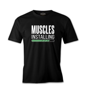 Bodybuilding Muscles Installing Siyah Erkek Tshirt