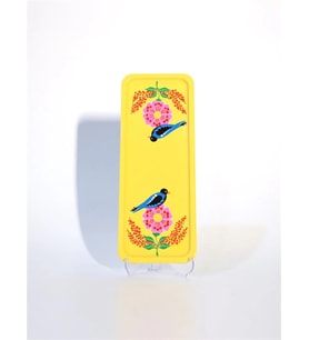 Dikdörtgen Tepsi Kuşlu Sarı (12 x 33 Cm)