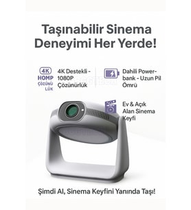 Yüksek Çözünürlüklü Taşınabilir 4K Android Projektör ve Powerbankli Eğlence